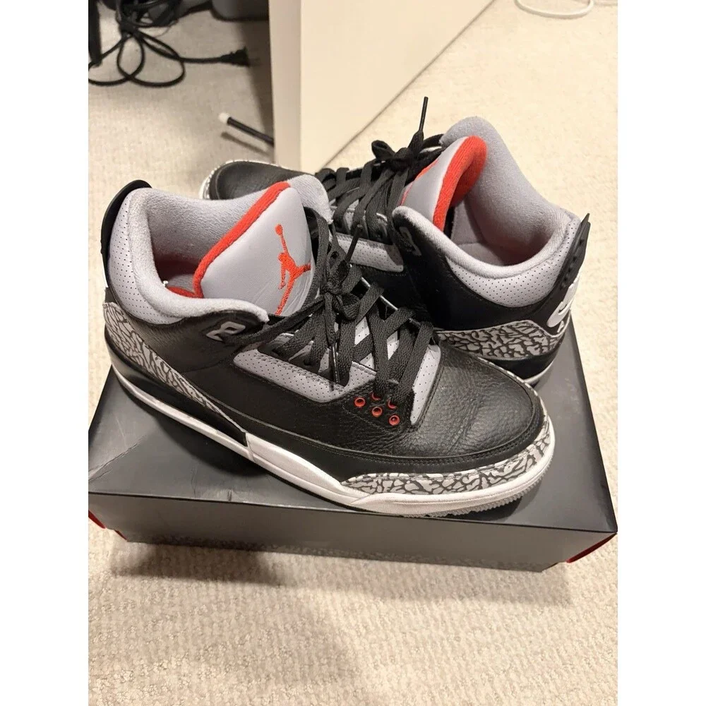 2018 Grail Nike Air Jordan 3 Retro OG Black Cement Leather w/ Box & Receipts 9.5